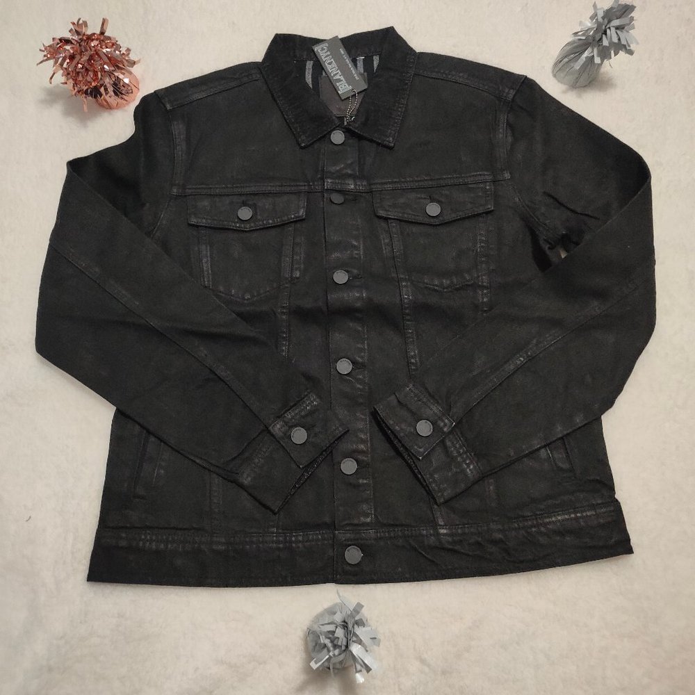 Blank NYC Mens Black Trucker Jacket Large